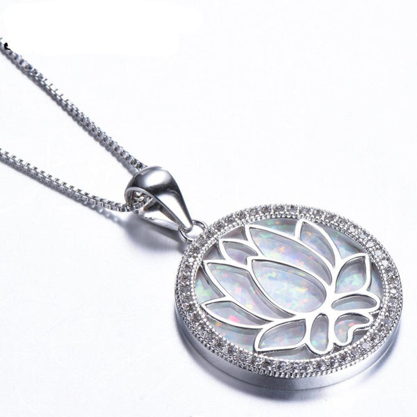 White Lotus Pendant Necklace