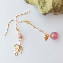 Berry Asymmetrical Drop Earrings