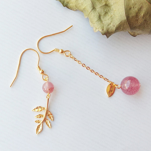 Berry Asymmetrical Drop Earrings